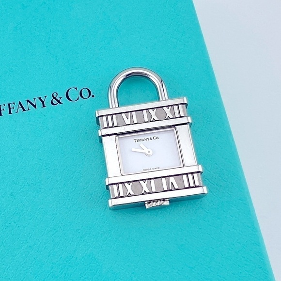Tiffany & Co. Atlas Roman Numerals Lock Clock Watch Charm 🕰️ - Picture 1 of 6